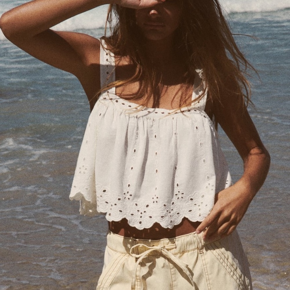 NWT Zara Linen Blend Crop Top